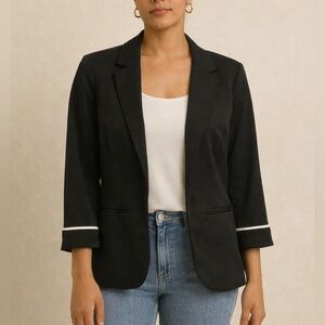 Suzy Sheir Women's Navy Blazer with White Trim